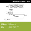 Wave Shower Drain Channel (24 x 4 Inches) - LIPKA - Lipka Home
