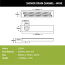 Wave Shower Drain Channel (32 x 3 Inches) - LIPKA - Lipka Home