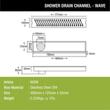 Wave Shower Drain Channel (32 x 5 Inches) - LIPKA