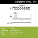 Wave Shower Drain Channel (36 x 3 Inches) - LIPKA - Lipka Home