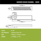 Wave Shower Drain Channel (36 x 5 Inches) - LIPKA