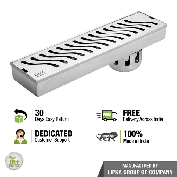 Wave Shower Drain Channel (48 x 3 Inches) - LIPKA - Lipka Home