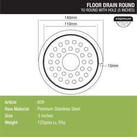 YU Round Floor Drain with Hole (5 inches) - LIPKA - Lipka Home