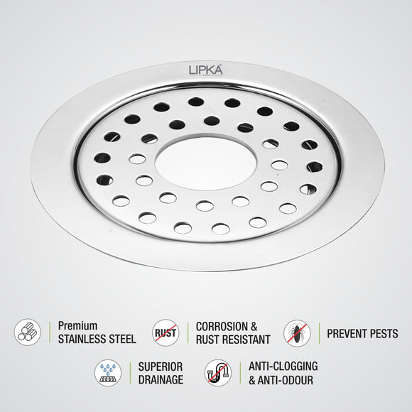 YU Round Floor Drain with Hole (5 inches) - LIPKA - Lipka Home