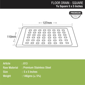 YU Square Floor Drain (5 x 5 Inches) - LIPKA - Lipka Home