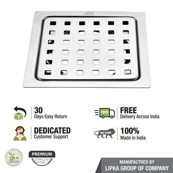 YU Square Floor Drain (5 x 5 Inches) - LIPKA - Lipka Home