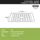 YU Square Floor Drain (5 x 5 Inches) with Hole - LIPKA - Lipka Home