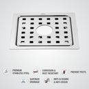 YU Square Floor Drain (6 x 6 Inches) with Hole - LIPKA - Lipka Home