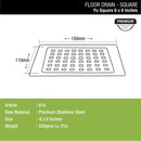 YU Square Floor Drain (6 x 6 Inches) - LIPKA - Lipka Home