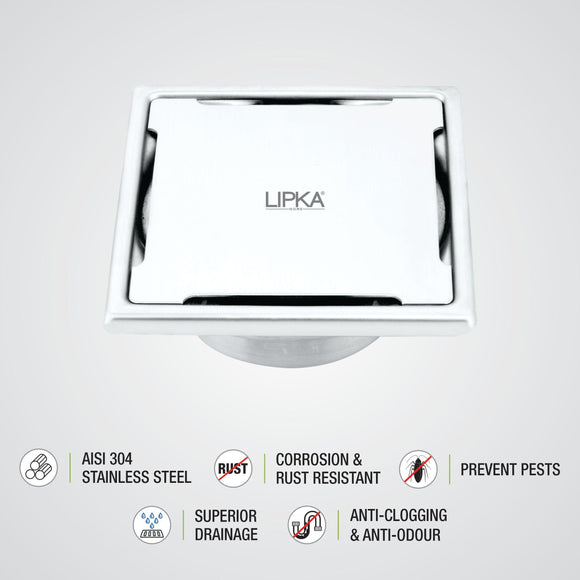 Yellow Exclusive Square Floor Drain (6 x 6 Inches) with Cockroach Trap - LIPKA - Lipka Home