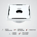 Yellow Exclusive Square Floor Drain (6 x 6 Inches) with Hole and Cockroach Trap - LIPKA - Lipka Home