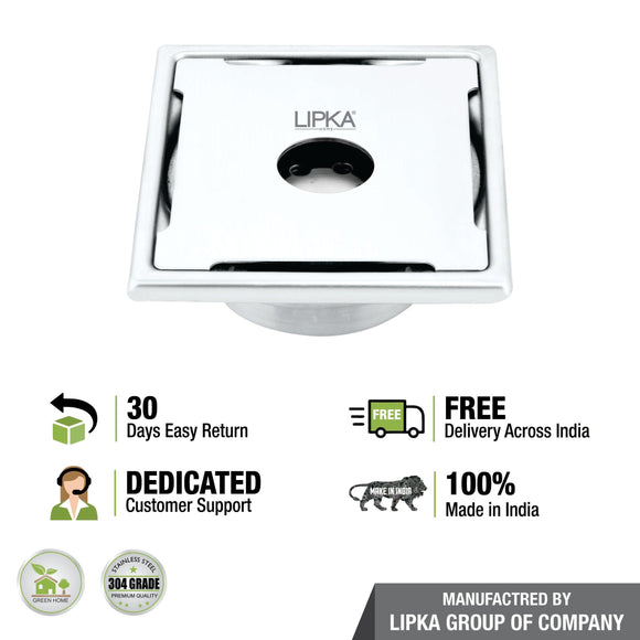 Yellow Exclusive Square Floor Drain (6 x 6 Inches) with Hole and Cockroach Trap - LIPKA - Lipka Home