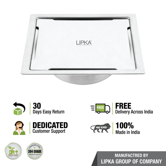 Yellow Exclusive Square Flat Cut Floor Drain (6 x 6 Inches) with Cockroach Trap - LIPKA - Lipka Home