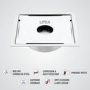 Yellow Exclusive Square Flat Cut Floor Drain (6 x 6 Inches) with Hole and Cockroach Trap - LIPKA - Lipka Home