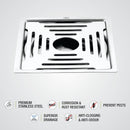 Echo Square Deluxe Flat Cut Floor Drain (5 x 5 Inches) with Hole- LIPKA - Lipka Home